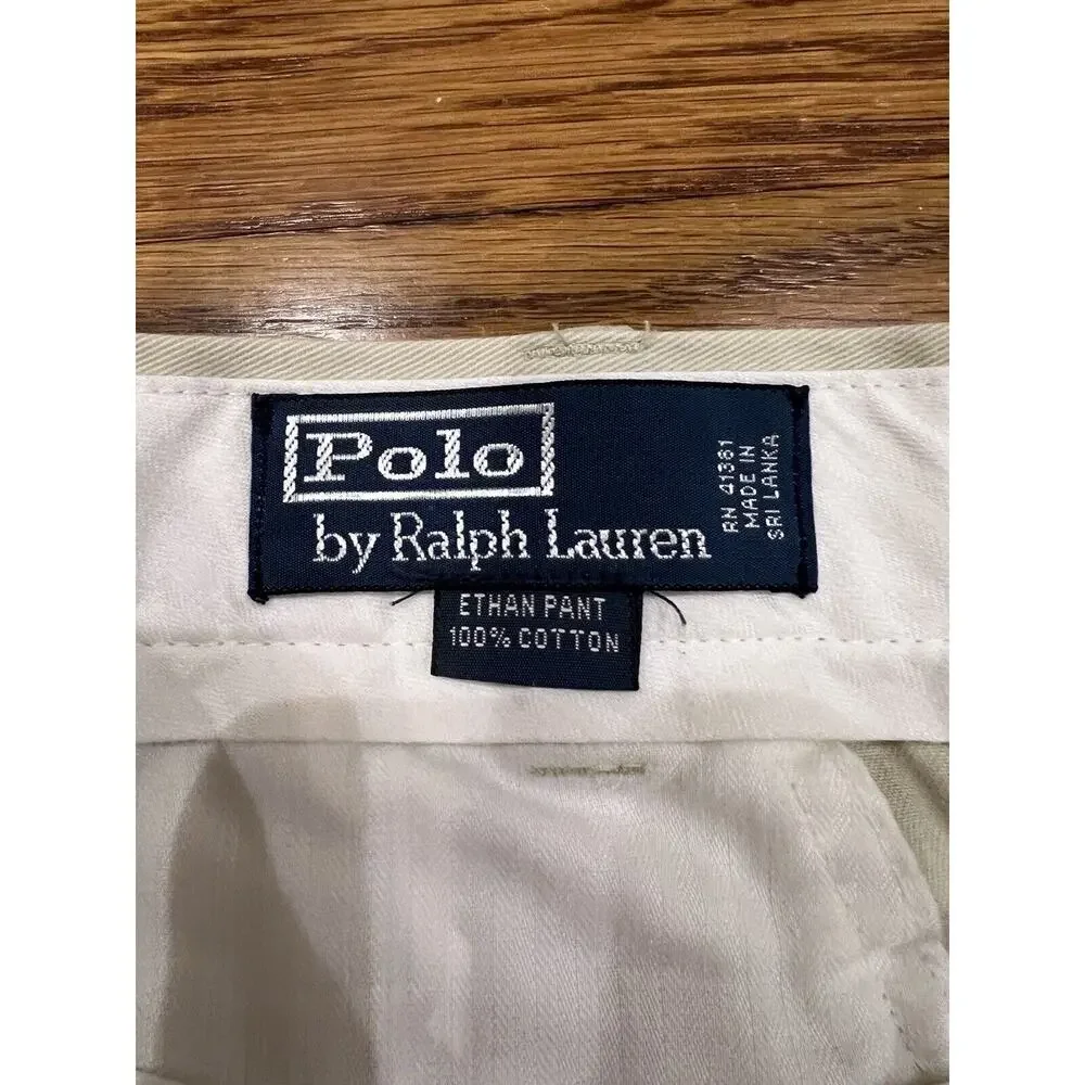 Polo‎ Ralph Lauren Ethan Pants Mens 36x34 Beige Chino Flat Front Classic Khakis